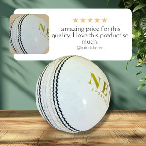Neo Sportings Marque Indienne Mahaplay T20 30 Overs Ballon de Cricket en Cuir Blanc Double Couture Construction 2 Pièces Poids 155 Gms 22.9cm - Product Image 3