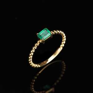 Natural Emerald <b>Ring</b> 925 Sterling Silver 14K Gold Plated Unique Engagement <b>Ring</b> Simple Minimalist <b>Ring</b> Gift For Her - Product Image 2