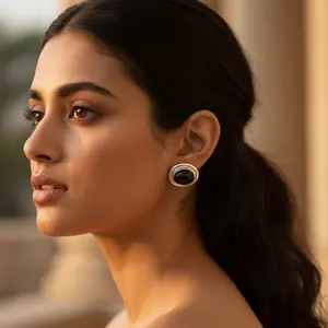 Boucles d'oreilles en argent 925 avec perle noire, cadeau élégant pour femmes - Product Image 3