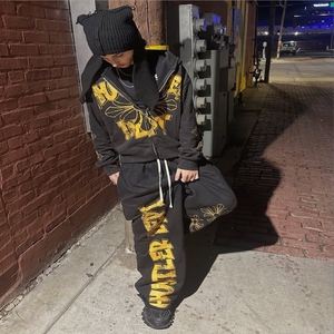 Survêtements épais en éponge française unisexe 100% coton surdimensionné sweats à capuche et pantalons de survêtement ensemble survêtements vierges personnalisés pour hommes - Product Image 2