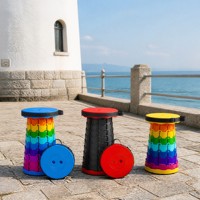Tabouret de studio photo pliable rond en plastique à hauteur réglable rapidement, idéal pour la pose de modèles, les séances et comme support de fond de scène, utilisation sûre
