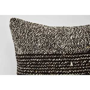Subtle Striped Wool Kantha <b>Bolster</b> <b>Pillow</b> 12x12 Inch Gray Vintage Woven Pattern Eco-Friendly Non-Slip Removable & Washable - Product Image 2