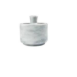 Nouveau sucrier gris et blanc en pierre de marbre avec couvercle pot de pincement de sel utilisation de dessus de table assaisonnement servant des bols de sucre en gros - Product Image 6