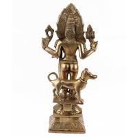 Sculptures en bronze doré indien faites à la main, figurines de Kaal Bhairava, statue, décoration d'intérieur, articles cadeaux, taille : 29 x 11 cm, SNP-780