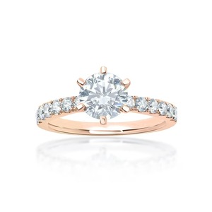 แหวนหมั้นทรงกลมหกกรงเล็บประดับเพชรแล็บเกรด F-VS2 ทองคำแท้ 14K ดีไซน์หกกรงเล็บ ผลิตภัณฑ์แท้ - Product Image 3