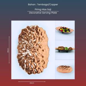 Assiette de service moderne et élégante en cuivre, ajout de décoration intérieure pour mariages et événements, avec motif végétal pour les collations, les fruits et les desserts. - Product Image 5