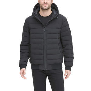Chaqueta acolchada para hombre, personalizada, para exteriores, ligera, cálida, de lona, con capucha, abrigo de burbujas de invierno lleno de algodón, transpirable e impermeable - Product Image 2