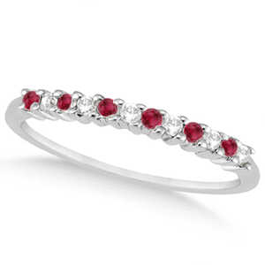 Alliance de mariage en or blanc 14 carats avec petits diamants et rubis pour homme, pierres taillées de 0,20 carat, plaqué rhodium, tailles disponibles - Product Image 2