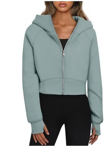 Sudaderas con capucha con cremallera de alta calidad para mujer, sudaderas recortadas, trajes de otoño, suéteres informales con capucha para mujer - Product Image 5