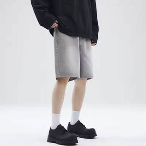 Short de sport en jean décontracté et respirant pour hommes Style de rue populaire personnalisé en gros Taille élastique Motif solide Design Coton - Product Image 4