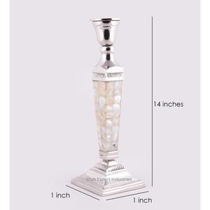 Shiny Finished Metal & Mother of Pearl <b>Taper</b> <b>Candle</b> Holder for Christmas Event Party Decoration Tabletop <b>Candle</b> <b>Taper</b> - Product Image 6