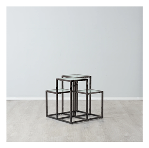 Mesa auxiliar de cristal moderna con marco metálico geométrico, elegante diseño cuadrado minimalista para muebles contemporáneos de sala de estar de moda - Product Image 6