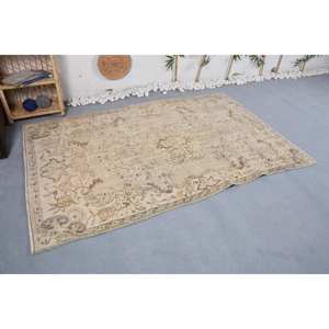 Tapis Oriental Turc Vintage en Laine Beige Marron Patchwork Design 4,8X8,4 ft Armure Plate Support en Latex pour Décorations de Salon - Product Image 3