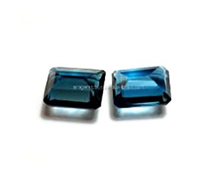 NATURAL London Blue Topaz gemstone รูปสี่เหลี่ยมผืนผ้า Topaz faceted London Blue Topaz มรกตตัดหินราคาขายส่ง - Product Image 5