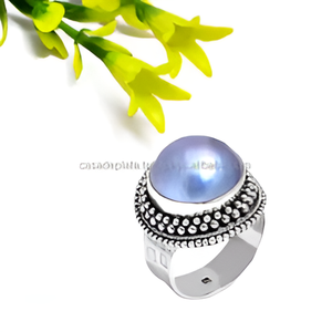 แหวนแฟชั่นประดับมุกอัญมณี925ทึบแหวนเงินแท้สำหรับผู้หญิงการกำหนดขอบแบบโรแมนติกสำหรับวันครบรอบแต่งงาน - Product Image 5