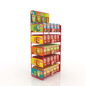 Cadre en métal de qualité supérieure Présentoir à collations Base robuste Grande capacité de stockage Style antique Utilisation en magasin de vente au détail autoportant - Product Image 2