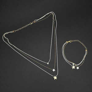 Urthn Fashion Jewelry Set Collar llamativo de cadena blanca chapada en plata con pulsera 1104025C - Product Image 1