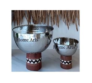 ชามช็อกโกแลตทุบทำจากสแตนเลสพร้อมขาตั้งไม้ชามขนม2ขนาด - Product Image 1