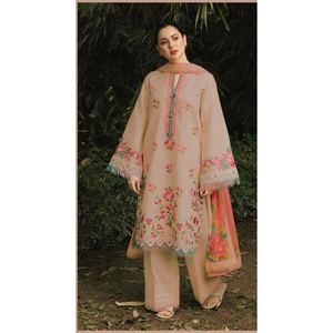 Elegante Traje de Verano para Mujer, Conjunto de Tres Piezas con Pantalones Acampanados, Camisa Bordada, Dupatta de Organza, Ropa Ligera para Fiesta - Product Image 2