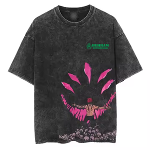 T-shirt décontracté pour homme en coton 100% - Coupe régulière - Col rond - Style streetwear vintage - Lavage délavé - Écologique - Respirant - Séchage rapide - Anti-plis - Product Image 2