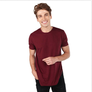 Haute qualité fond rond T-shirt longs T-shirts hommes côté coupé ourlet personnalisé blanc T-shirt Oem T-shirt pour hommes livraison DDP - Product Image 4