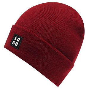 Bonnet en acrylique unisexe avec logo personnalisé pour l'hiver Bonnet en satin avec doublure brodée à la main Nouveau design Bonnet tricoté à la main - Product Image 1