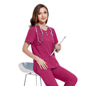 Uniforme d'infirmière d'hôpital médical imprimé de dessin animé ensembles de gommage pantalons droits en tissu tricoté gommages de travail pour médecins et infirmières - Product Image 2