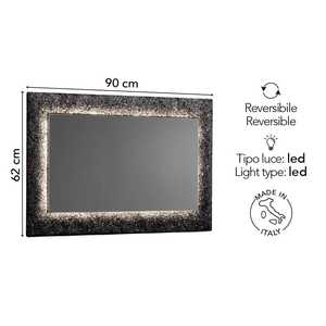 LED Backlit <b>Mirror</b> with Black Frame 90x62 Fused Glass Grit 90x62 - Product Image 3