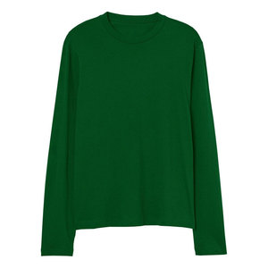 T-shirt à manches longues pour hommes 100% coton uni ras du cou rond T-SHIRT VERT FONCÉ À MANCHES LONGUES - Product Image 1