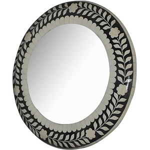 Colección de marco de espejo de lujo moderno para el hogar Hotel diseño de incrustaciones de hueso espejo montado en la pared Circular estilo decorativo Popular - Product Image 1