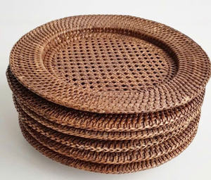 แผ่นรองจานหวายทรงกลมทำด้วยมือเป็นมิตรต่อสิ่งแวดล้อมแผ่นรองจานหวายสำหรับงานแต่งงานหรืองานอีเวนต์แบบเรียบง่าย - Product Image 5