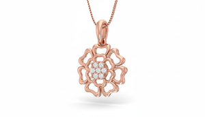 Pendentif Fleur en Cristal avec Finition Or Moderne en Or 14 carats et Diamant Naturel - Product Image 3