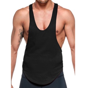 <b>Men's</b> Plus Size Sports Gym <b>Singlet</b> Breathable Knitted Polyester/Cotton V-neck Training Activewear Top Drop Armhole Tank Grey - Product Image 1