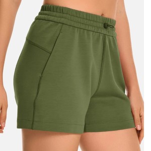 Pantalones cortos para correr de gimnasio personalizados para mujer, tela de rizo de algodón transpirable, banda elástica en la cintura, tallas grandes, opciones de diseño de logotipo multicolor - Product Image 6