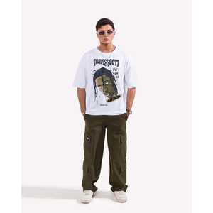 T-shirt rétro ajusté pour Travis Scott, en jersey respirant, coupe courte, motif numérique, effet vintage délavé - Product Image 2