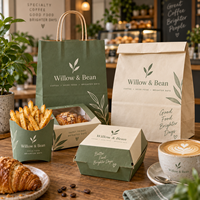 Ensemble d'emballages personnalisés pour café AT PACK avec sac en papier imprimé avec logo, boîte à hamburger et emballage pour plats à emporter pour les cafés