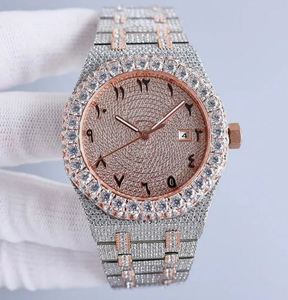 Montre de luxe en or et en acier inoxydable avec diamants Moissainaite - Product Image 1