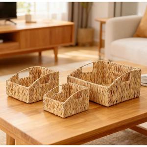 ตะกร้าเก็บของจากผักตบชวาธรรมชาติ ตะกร้าเก็บของทำมือ ขายส่ง เป็นมิตรกับสิ่งแวดล้อม ผลิตในเวียดนาม - Product Image 1