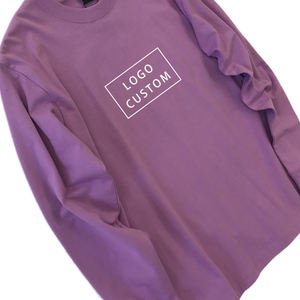 T-shirt à manches longues pour femme, 200g, 100% coton, logo personnalisé, couleur unie, col rond, décontracté, respirant, léger, anti-boulochage, printemps - Product Image 3