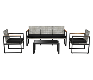 Muebles de exterior Sofá Juego de 4 piezas Uso para jardín y patio Mimbre de ratán BeNK Vietnam Marco de metal personalizado - Product Image 1