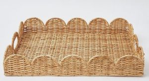 ถาดหวายสานสี่เหลี่ยมผืนผ้าแบบแฮนด์เมดถาดเสิร์ฟพร้อมหูจับสำหรับตกแต่งโต๊ะงานปาร์ตี้ถาดเสิร์ฟกาแฟแบบสาน - Product Image 5