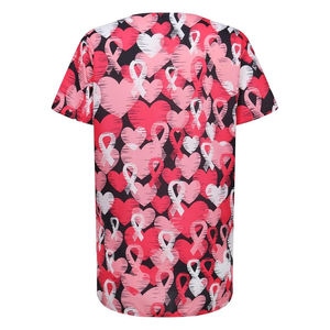 Impression personnalisée gommages uniforme pour salon de beauté femmes hôpital soins infirmiers médicaux quatre voies extensible col en V gommages imprimés gommage hauts - Product Image 2