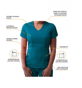 Doux femmes gommage ensemble chirurgical soins infirmiers gommage ensembles hôpital uniforme médical usine en gros uniformes femmes gommages personnalisés - Product Image 3