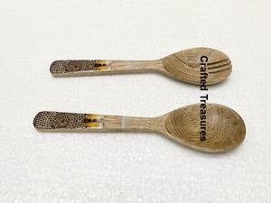 Meilleur prix Accueil Restaurant Vaisselle Décoration Couverts Mariages Événements Ustensiles de cuisine Bois Émail Salade Serveur Ensemble pour salades - Product Image 6