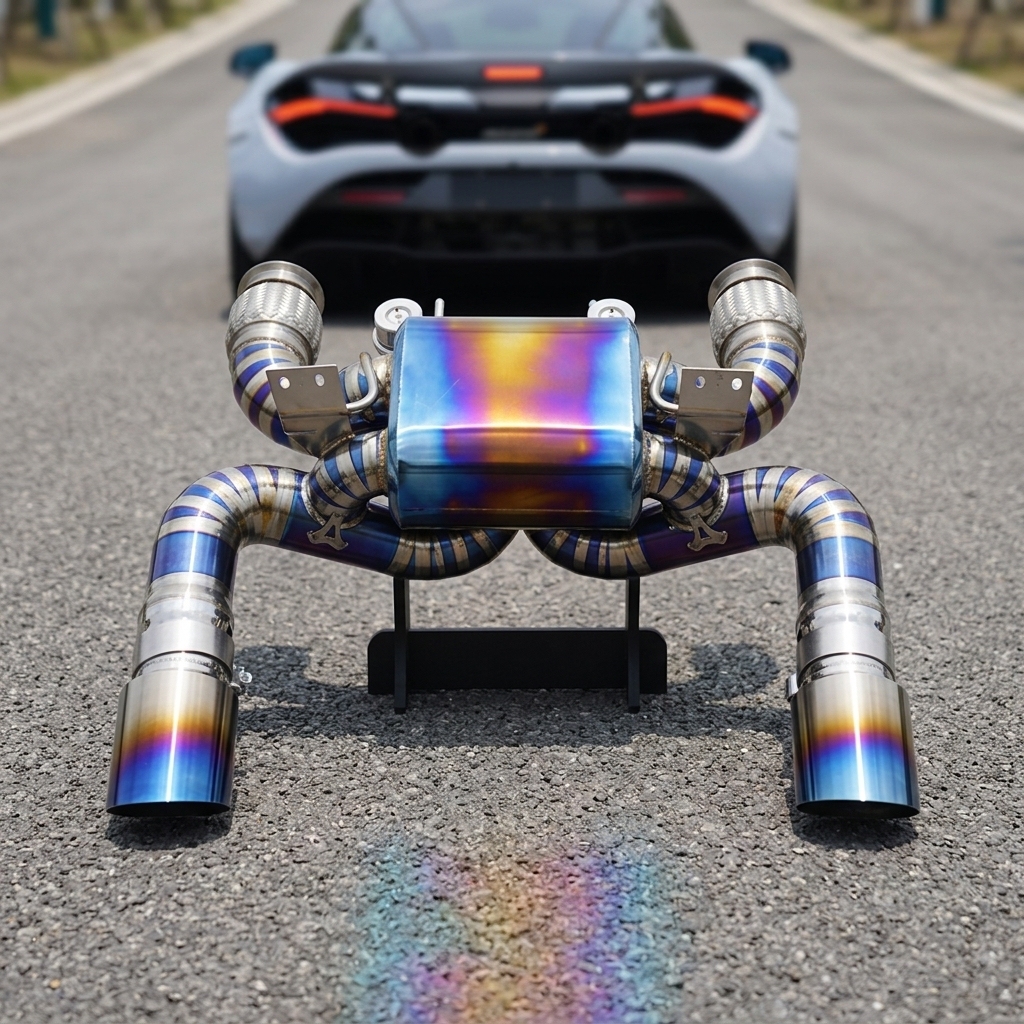 VantaFlow Luxury Style Premium Titanium Vacuum Valvetronic Catback Exhaust Pipe Blue Burnt for McLaren 720S 4.0T 2017-2023