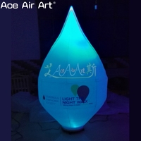 Ballon gonflable lumineux LED coloré en forme de goutte d'eau, modèle d'ail avec roues pour la publicité en fête et en cour