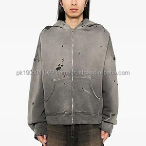 เสื้อมีฮู้ดสำหรับผู้ชายซักได้500จีเอสเอ็มแบบปรับแต่งทรงเข้ารูปสไตล์วินเทจ - Product Image 2