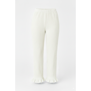 กางเกงขายาวทรงกระบอกผ้าถักลายนูน ระบายอากาศได้ดี เป็นมิตรกับสิ่งแวดล้อม สำหรับผู้หญิง คุณภาพดี เหมาะสำหรับใส่ลำลอง ขอบกางเกงแบบลีทซ์ ผลิตจากผ้าฝ้ายผสม - Product Image 1