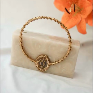 คลัทช์ทำจากเรซินสำหรับงานแต่งงานลายหินอ่อนสีชมพูมีเอกลักษณ์กระเป๋าคลัทช์งานฝีมือจากอินเดีย - Product Image 1