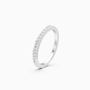 0.35 Ct Lab Grown Diamond <b>Dainty</b> Row Band Lightweight Everyday Stackable <b>Ring</b> In 9K Yellow White And Rose Gold - Product Image 3